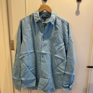 Vintage Vilebrequin‎ Plain Button Down Pocket Long Sleeve Shirt Blue M